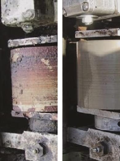 Dry ice blasting a printing press roller