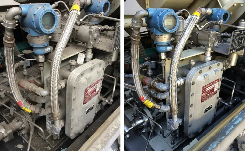 Dry ice blasting cleaning industrial machinery